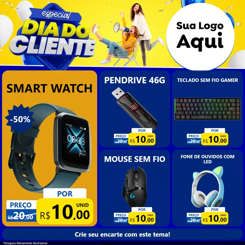 Modelo de Rede Social para Feed Facebook com o tema Especial Dia do Cliente para Informática
