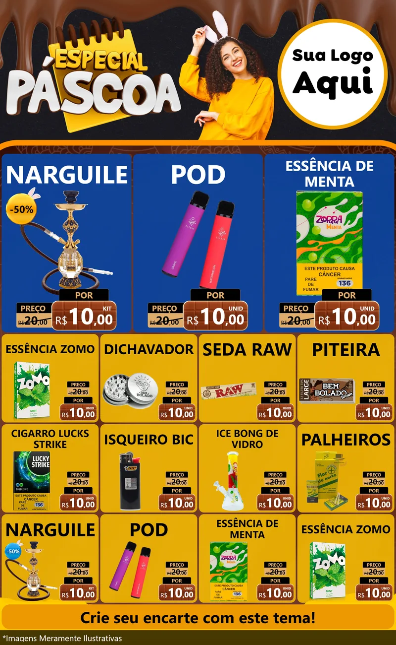 Modelo de Encarte para Encarte Grande com o tema Especial Páscoa para Tabacaria