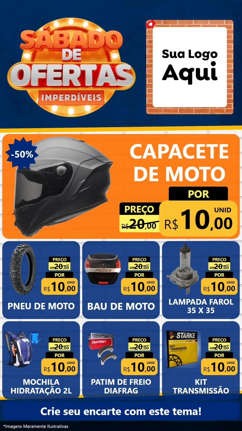 Modelo de Rede Social para Stories com o tema Sábado de Ofertas Imperdíveis para Moto peças
