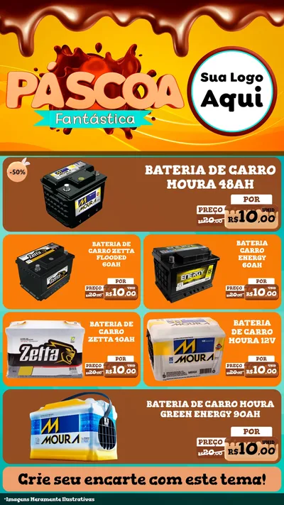 Modelo de TV para TV Vertical com o tema Páscoa Fantástica para Baterias Elétricas