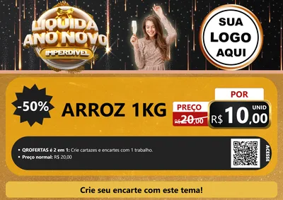 Modelo de Cartaz para Cartaz A4 Horizontal com o tema Liquida Ano Novo Imperdível para Supermercado