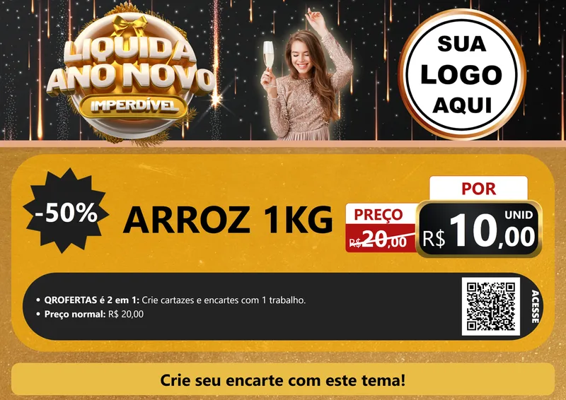 Modelo de Cartaz para Cartaz A4 Horizontal com o tema Liquida Ano Novo Imperdível para Supermercado