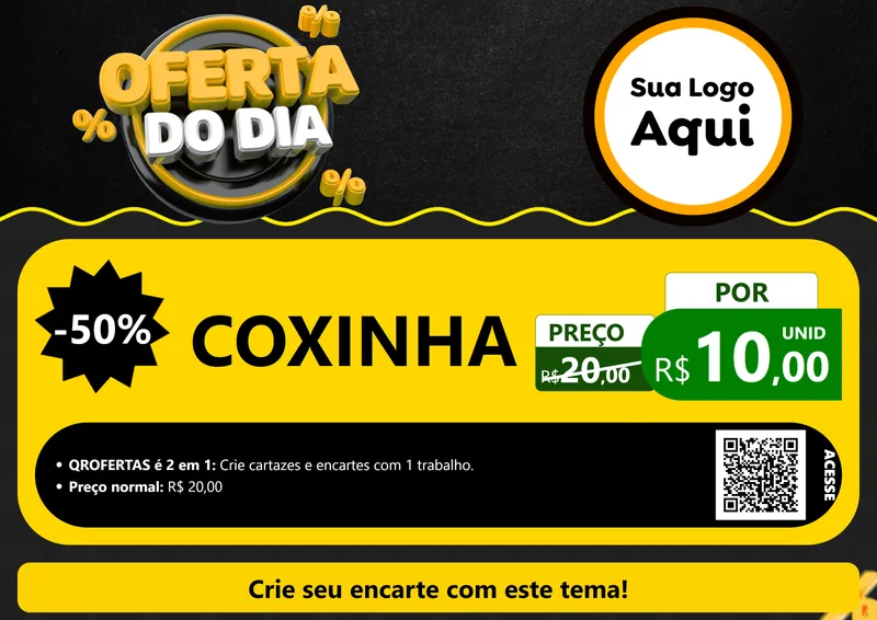 Modelo de Cartaz para Cartaz A4 Horizontal com o tema Oferta Do Dia para Salgadaria