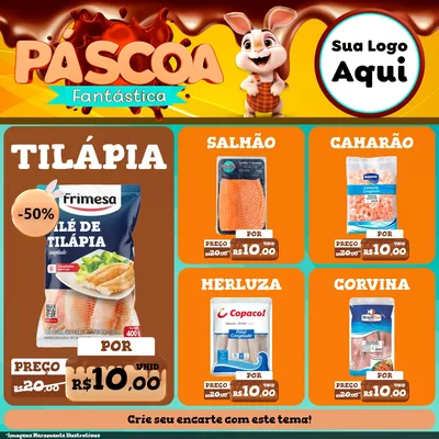 Modelo de Rede Social para Feed Facebook com o tema Páscoa Fantástica para Peixaria