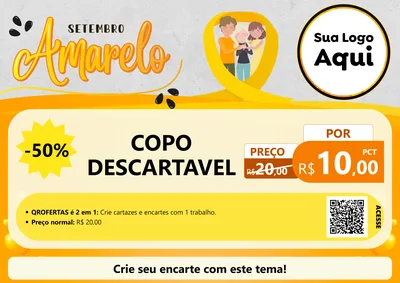 Modelo de Cartaz para Cartaz A4 Horizontal com o tema Setembro Amarelo para Embalagens