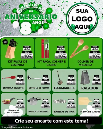 Modelo de Rede Social para Feed Instagram com o tema Promoção de Aniversário - 8 Anos para Utilidades Domésticas