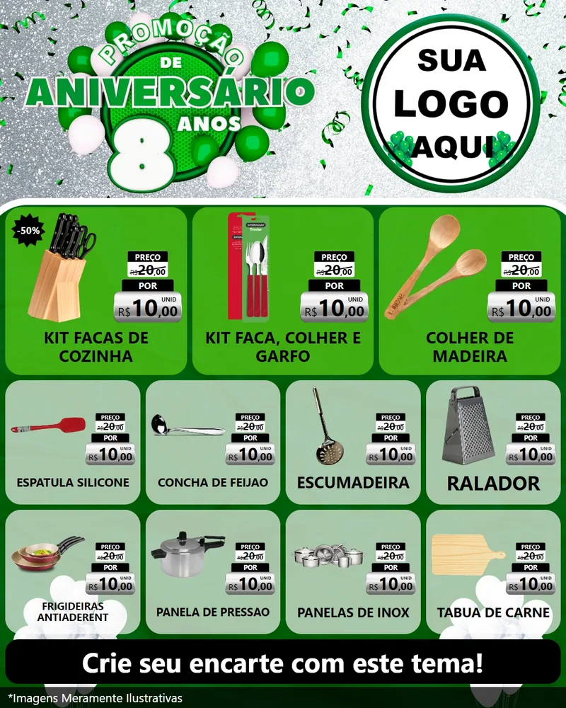 Modelo de Rede Social para Feed Instagram com o tema Promoção de Aniversário - 8 Anos para Utilidades Domésticas