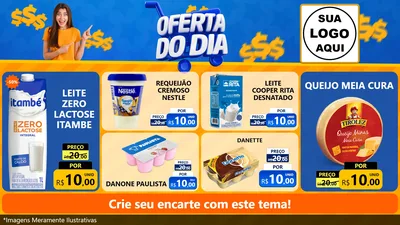 Modelo de TV para TV Horizontal com o tema Oferta do Dia para Frios e Laticínios