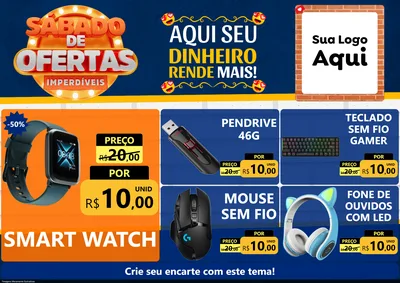 Modelo de Encarte para Encarte A4 Horizontal com o tema Sábado de Ofertas Imperdíveis para Informática