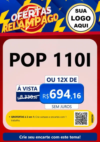 Modelo de Cartaz para Cartaz A4 Vertical com o tema Ofertas Relâmpago para Concessionaria de Motos