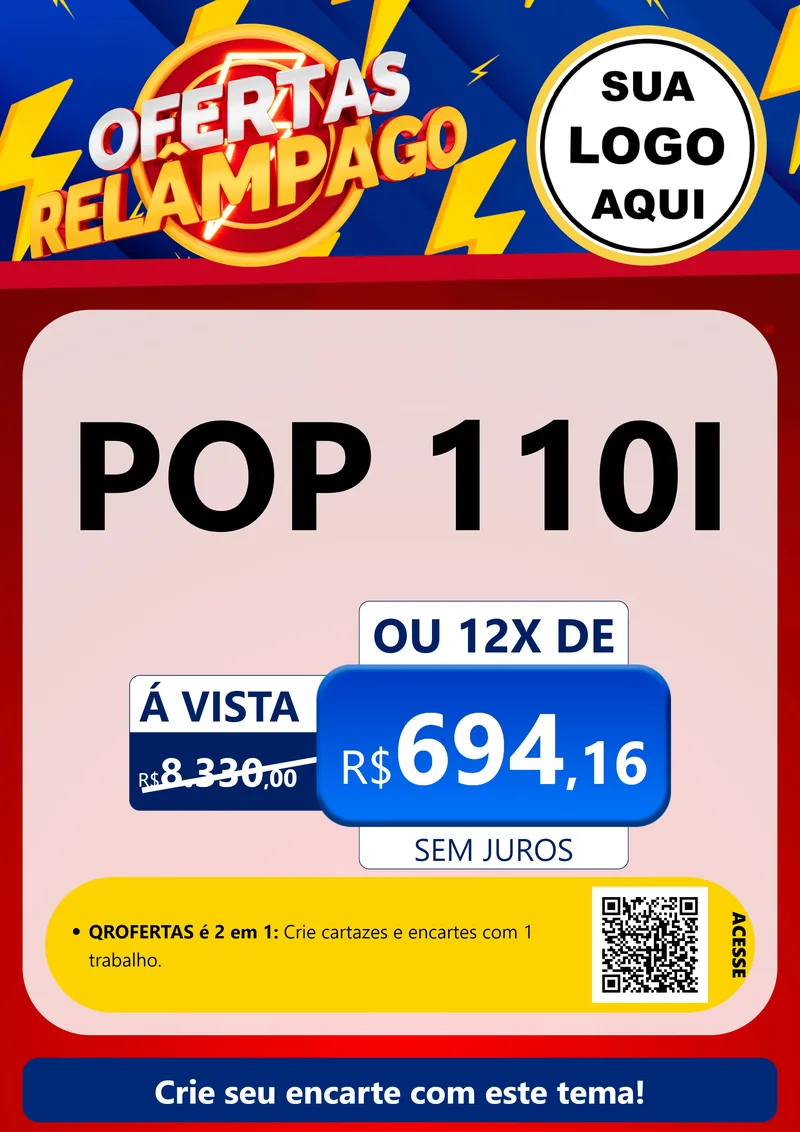 Modelo de Cartaz para Cartaz A4 Vertical com o tema Ofertas Relâmpago para Concessionaria de Motos