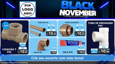 Modelo de TV para TV Horizontal com o tema Black November para Tubos e conexões