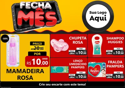 Modelo de Encarte para Encarte A4 Horizontal com o tema Fecha Mês para Bebês