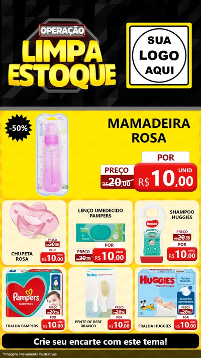 Modelo de Rede Social para Stories com o tema Operação Limpa Estoque para Bebês