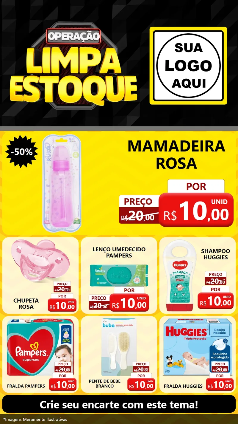 Modelo de Rede Social para Stories com o tema Operação Limpa Estoque para Bebês