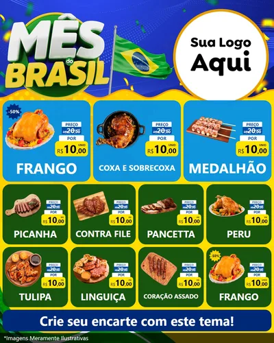 Modelo de Rede Social para Feed Instagram com o tema Mês do Brasil para Assados
