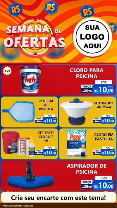 Modelo de TV para TV Vertical com o tema Semana de Ofertas para Produtos para Piscina