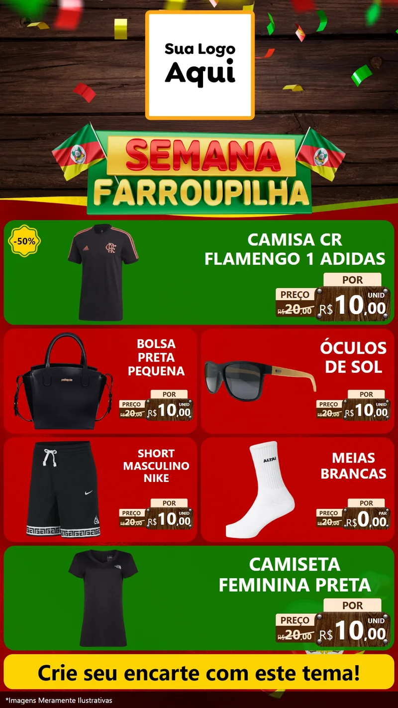 Modelo de TV para TV Vertical com o tema Semana Farroupilha para Roupas e acessórios
