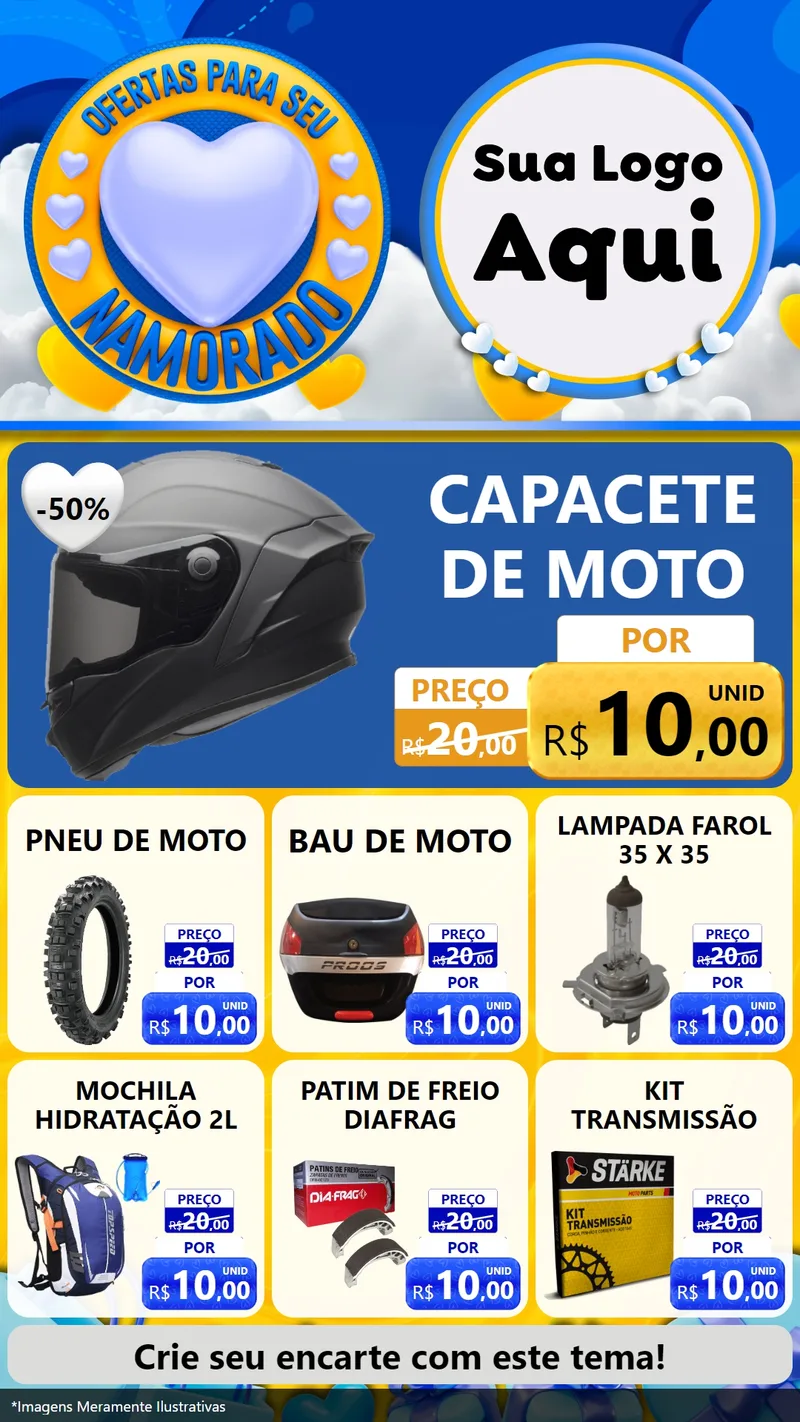 Modelo de Rede Social para Stories com o tema Ofertas Para Seu Namorado para Moto peças