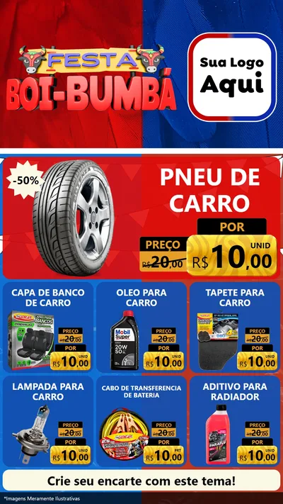 Modelo de Rede Social para Stories com o tema Festa Boi Bumbá para Auto peças