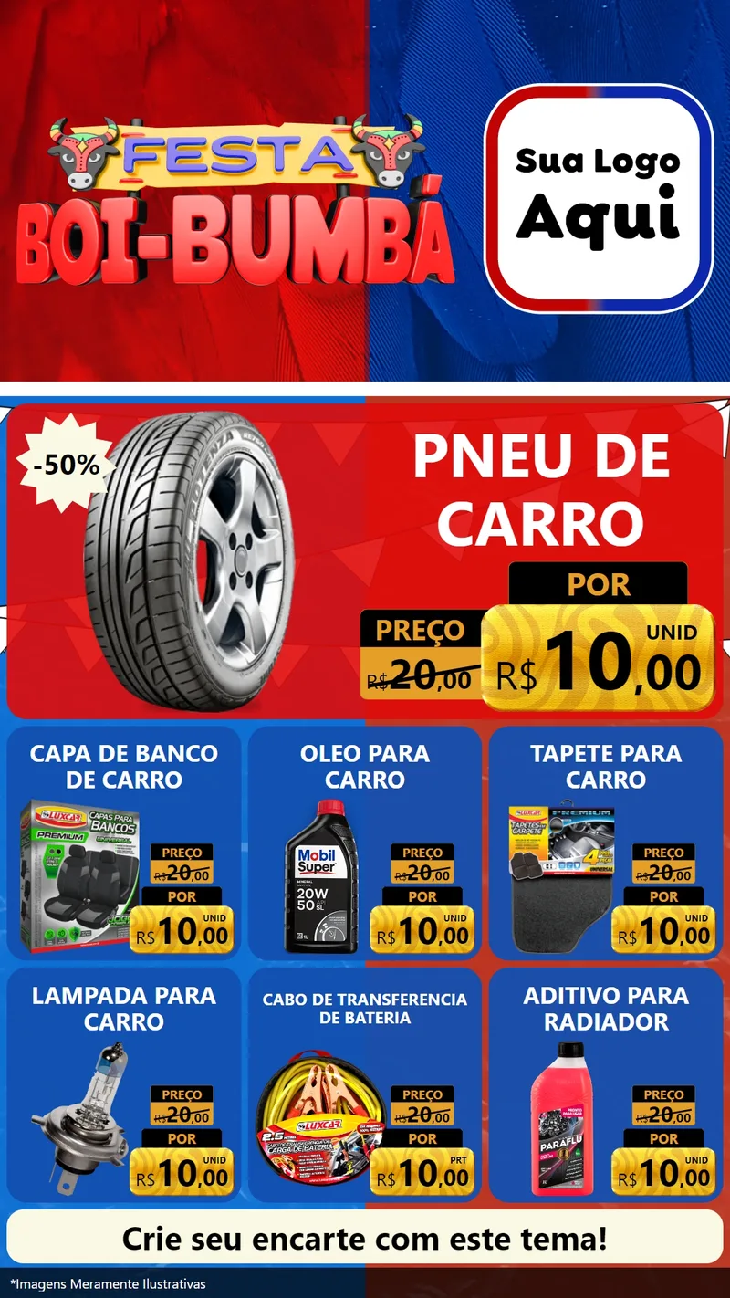 Modelo de Rede Social para Stories com o tema Festa Boi Bumbá para Auto peças