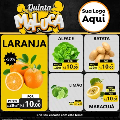 Modelo de Rede Social para Feed Facebook com o tema Quinta Maluca para Hortifrúti