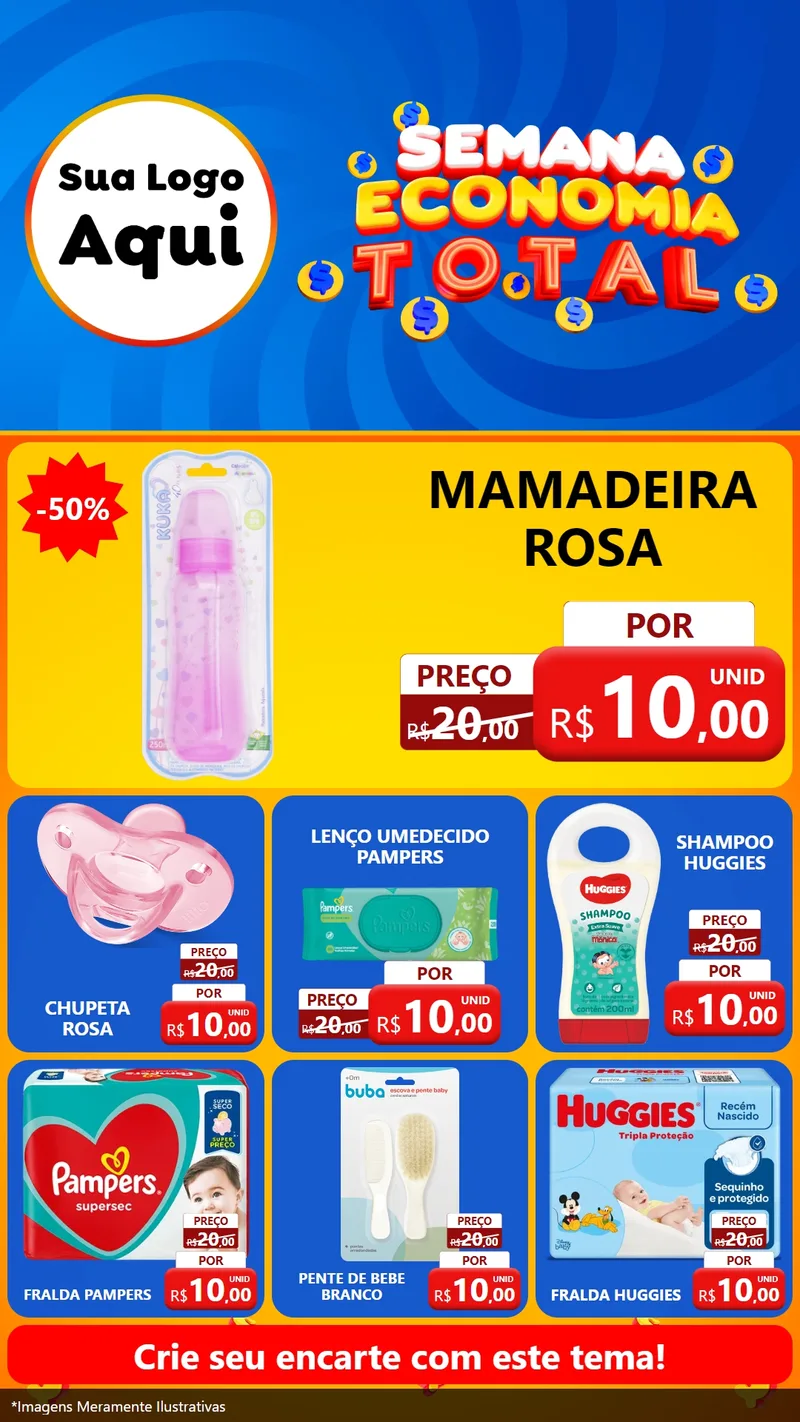 Modelo de Rede Social para Stories com o tema Semana Economia Total para Bebês