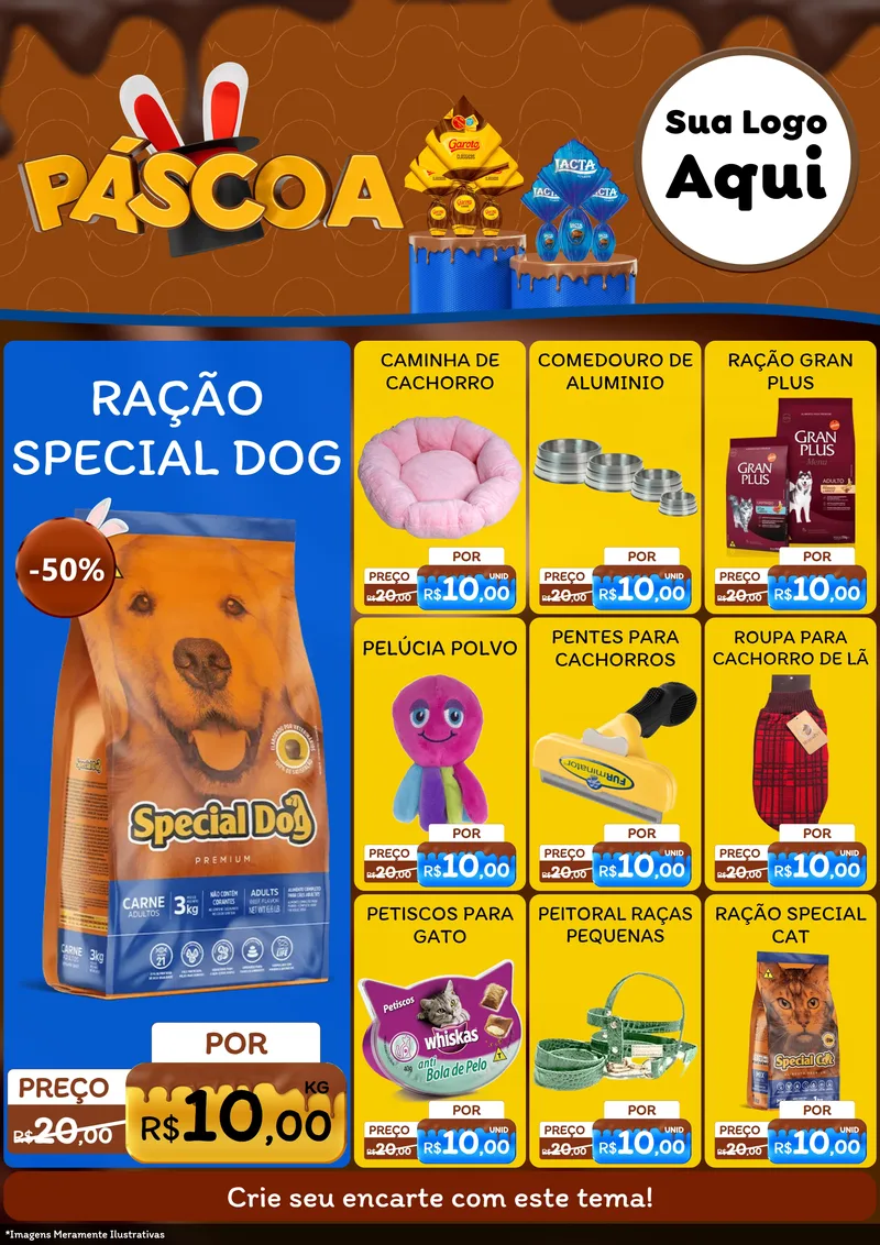 Modelo de Encarte para Encarte A4 Vertical com o tema Páscoa para Pet Shop