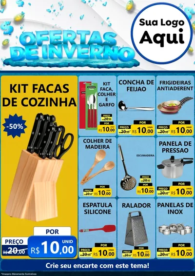 Modelo de Encarte para Encarte A4 Vertical com o tema Ofertas de Inverno para Utilidades Domésticas