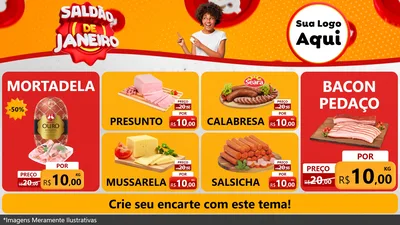Modelo de TV para TV Horizontal com o tema Saldão de Janeiro para Frios e Laticínios