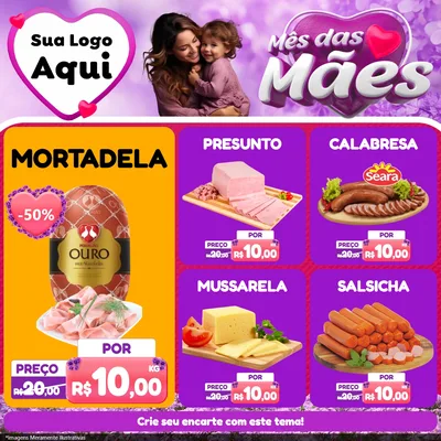 Modelo de Rede Social para Feed Facebook com o tema Mês das Mães para Frios e Laticínios