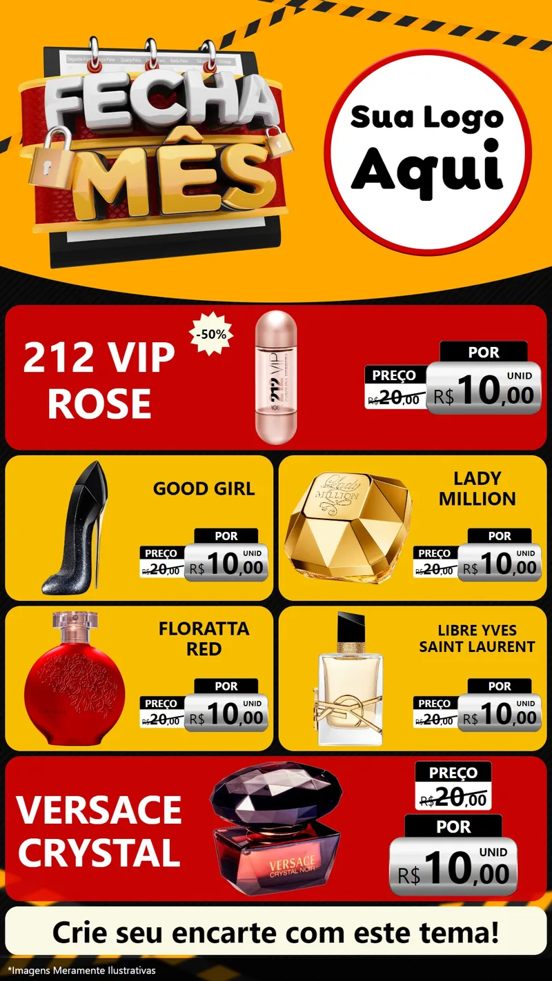 Modelo de TV para TV Vertical com o tema Fecha Mês para Perfumes