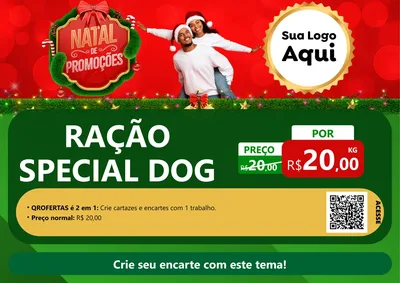 Modelo de Cartaz para Cartaz A4 Horizontal com o tema Natal de Promoções para Pet Shop