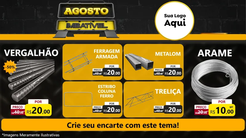 Modelo de TV para TV Horizontal com o tema Agosto Imbatível para Ferragens