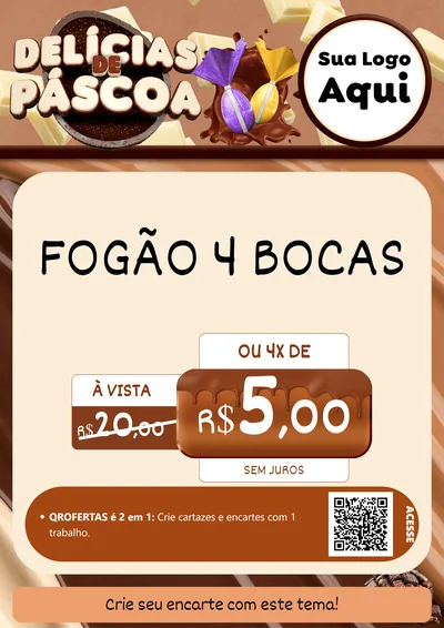 Modelo de Cartaz para Cartaz A4 Vertical com o tema Delícias de Páscoa para Móveis e Eletro