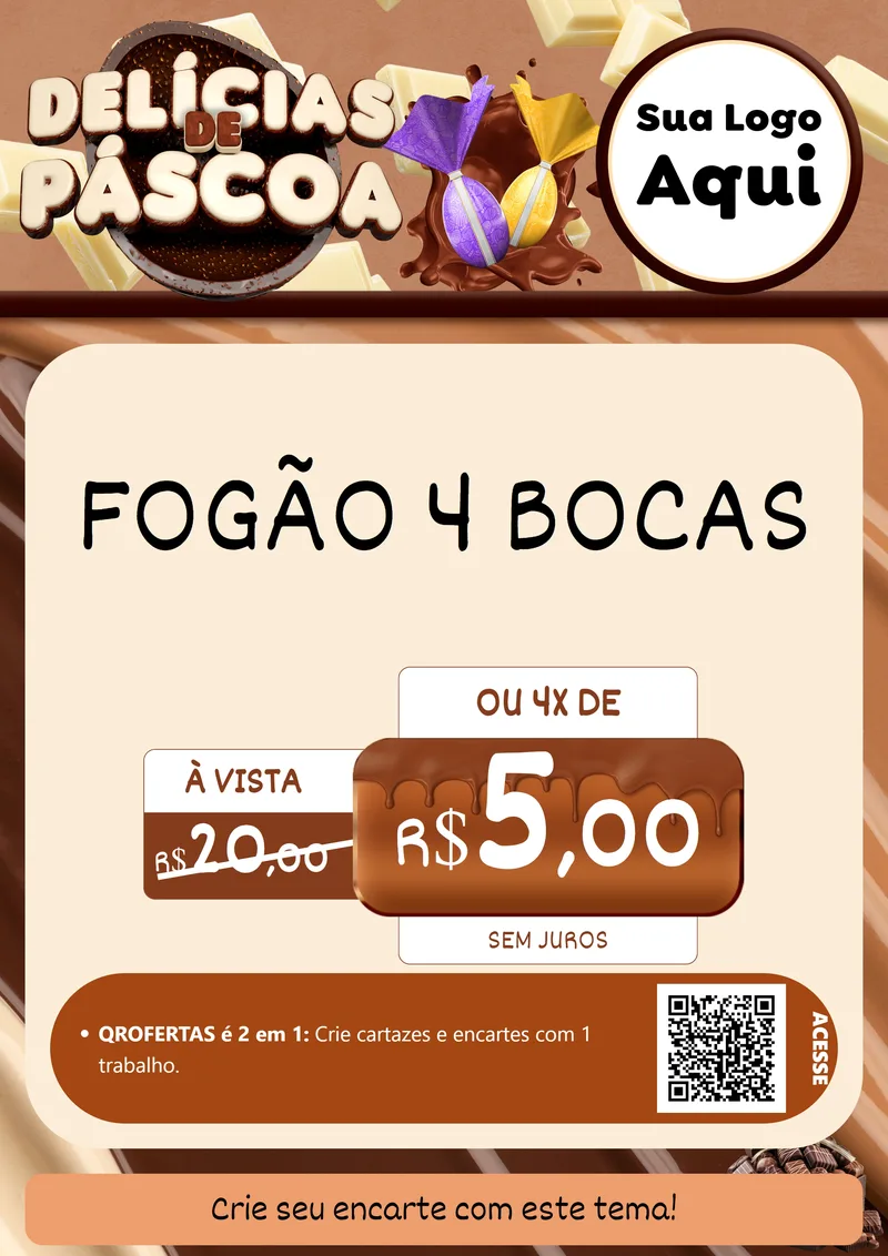 Modelo de Cartaz para Cartaz A4 Vertical com o tema Delícias de Páscoa para Móveis e Eletro