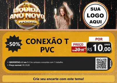 Modelo de Cartaz para Cartaz A4 Horizontal com o tema Liquida Ano Novo Imperdível para Tubos e conexões