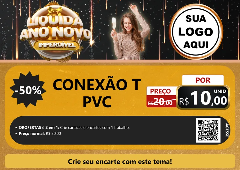 Modelo de Cartaz para Cartaz A4 Horizontal com o tema Liquida Ano Novo Imperdível para Tubos e conexões