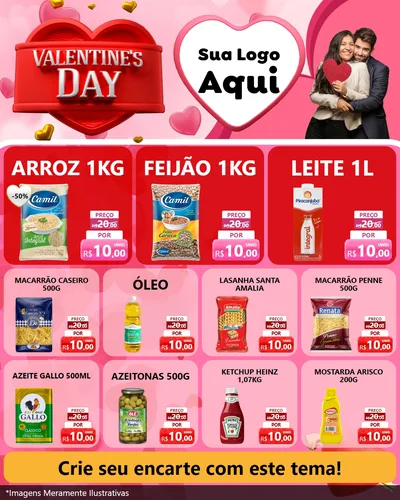 Modelo de Rede Social para Feed Instagram com o tema Valentine's Day para Supermercado