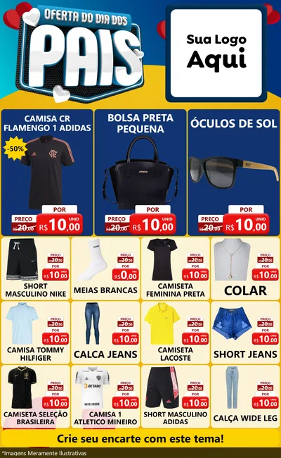 Modelo de Encarte para Encarte Grande com o tema Oferta Do Dia Dos Pais para Roupas e acessórios