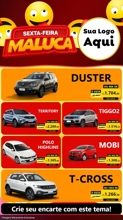 Modelo de TV para TV Vertical com o tema Sexta-feira Maluca para Concessionaria de Carros