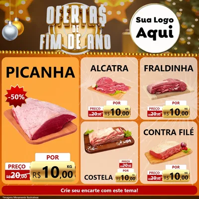Modelo de Rede Social para Feed Facebook com o tema Ofertas de Fim de Ano para Açougue