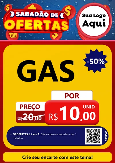 Modelo de Cartaz para Cartaz A4 Vertical com o tema Sabadão de Ofertas para Água e gás