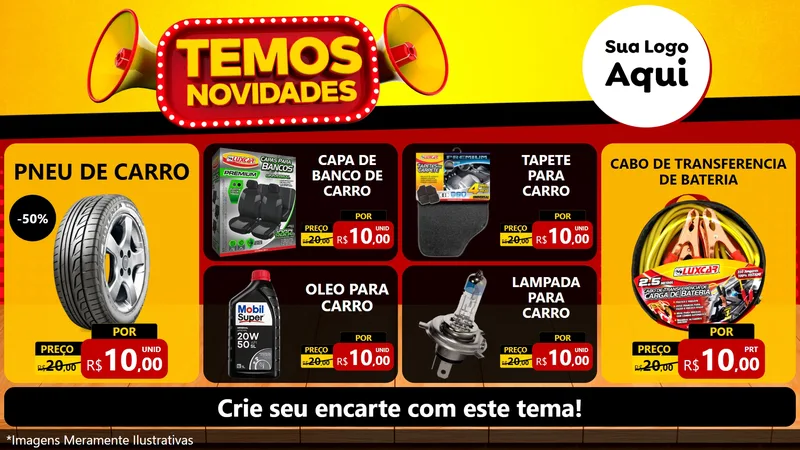 Modelo de TV para TV Horizontal com o tema Temos Novidades para Auto peças