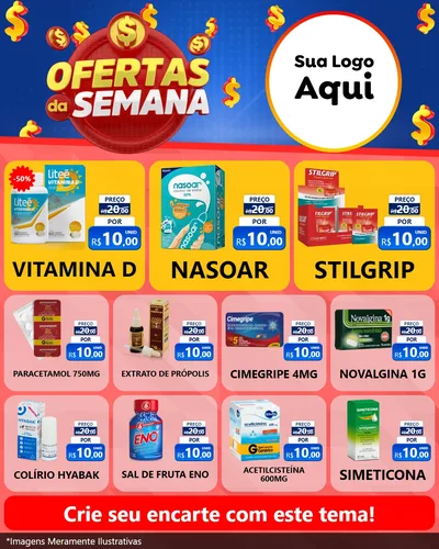 Modelo de Rede Social para Feed Instagram com o tema Ofertas Da Semana para Farmácia