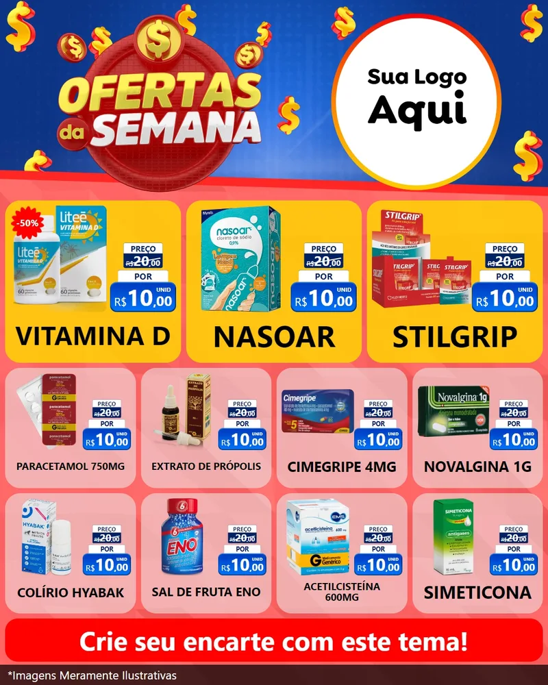 Modelo de Rede Social para Feed Instagram com o tema Ofertas Da Semana para Farmácia