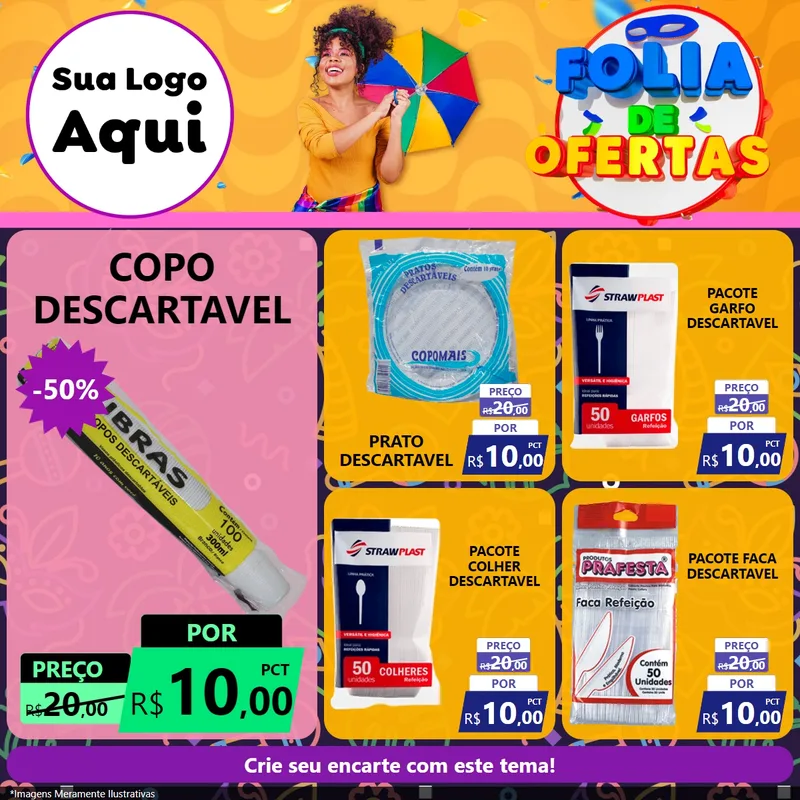 Modelo de Rede Social para Feed Facebook com o tema Folia de Ofertas para Embalagens