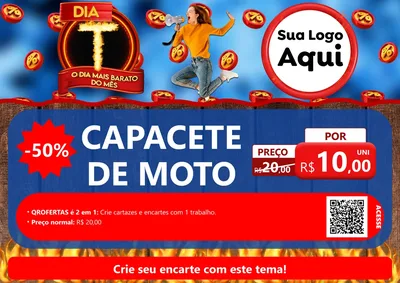 Modelo de Cartaz para Cartaz A4 Horizontal com o tema Dia T - O Dia Mais Barato Do Mês para Moto peças