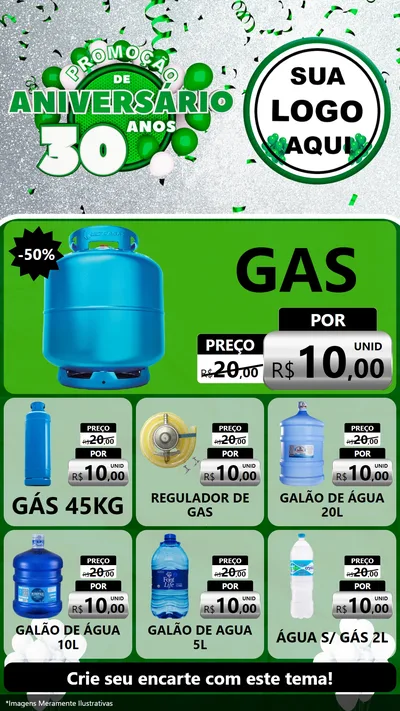 Modelo de Rede Social para Stories com o tema Promoção de Aniversário - 30 Anos para Água e gás