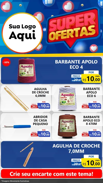 Modelo de TV para TV Vertical com o tema Super Ofertas para Armarinho e Aviamentos